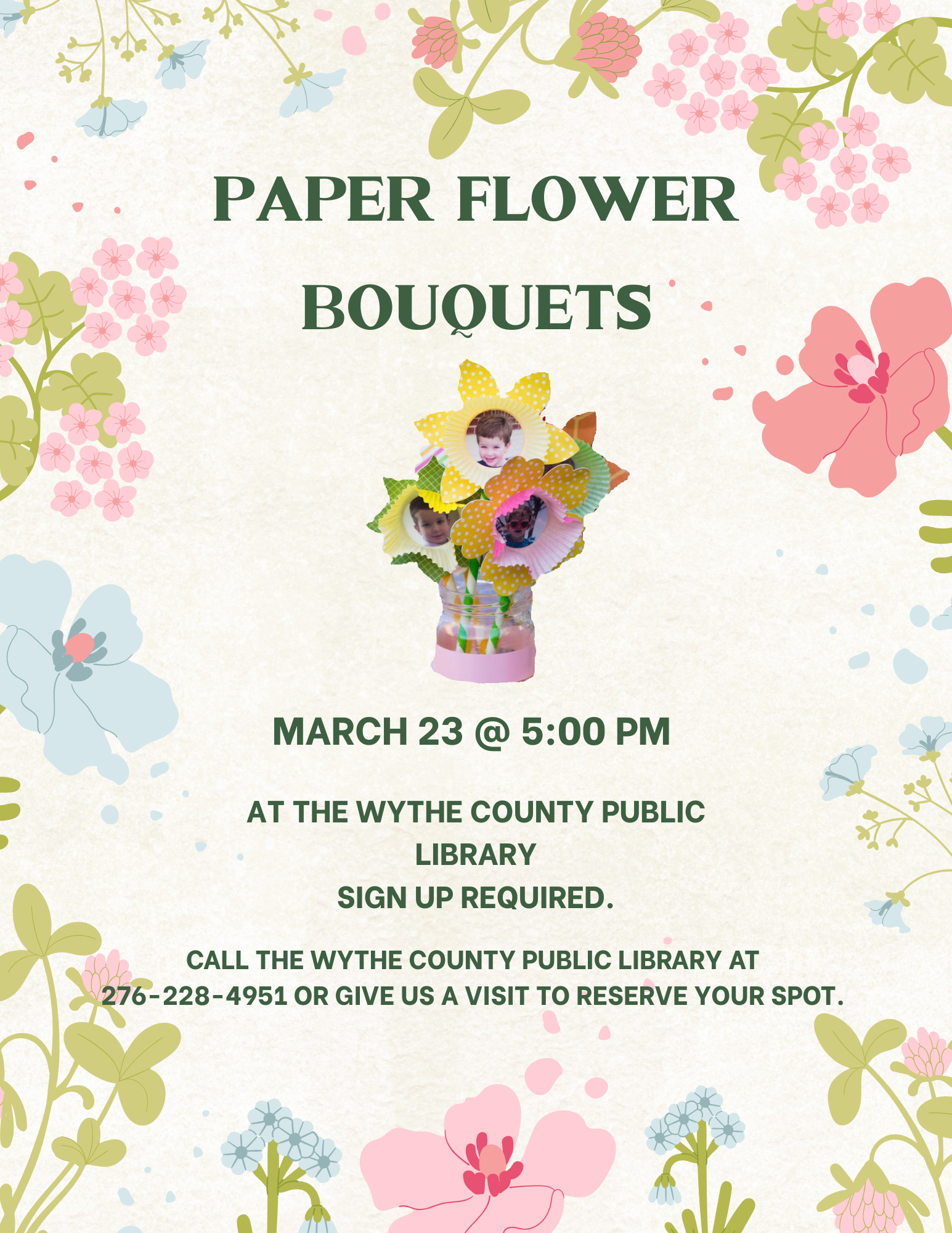 Flower background with Paper flower Bouquets