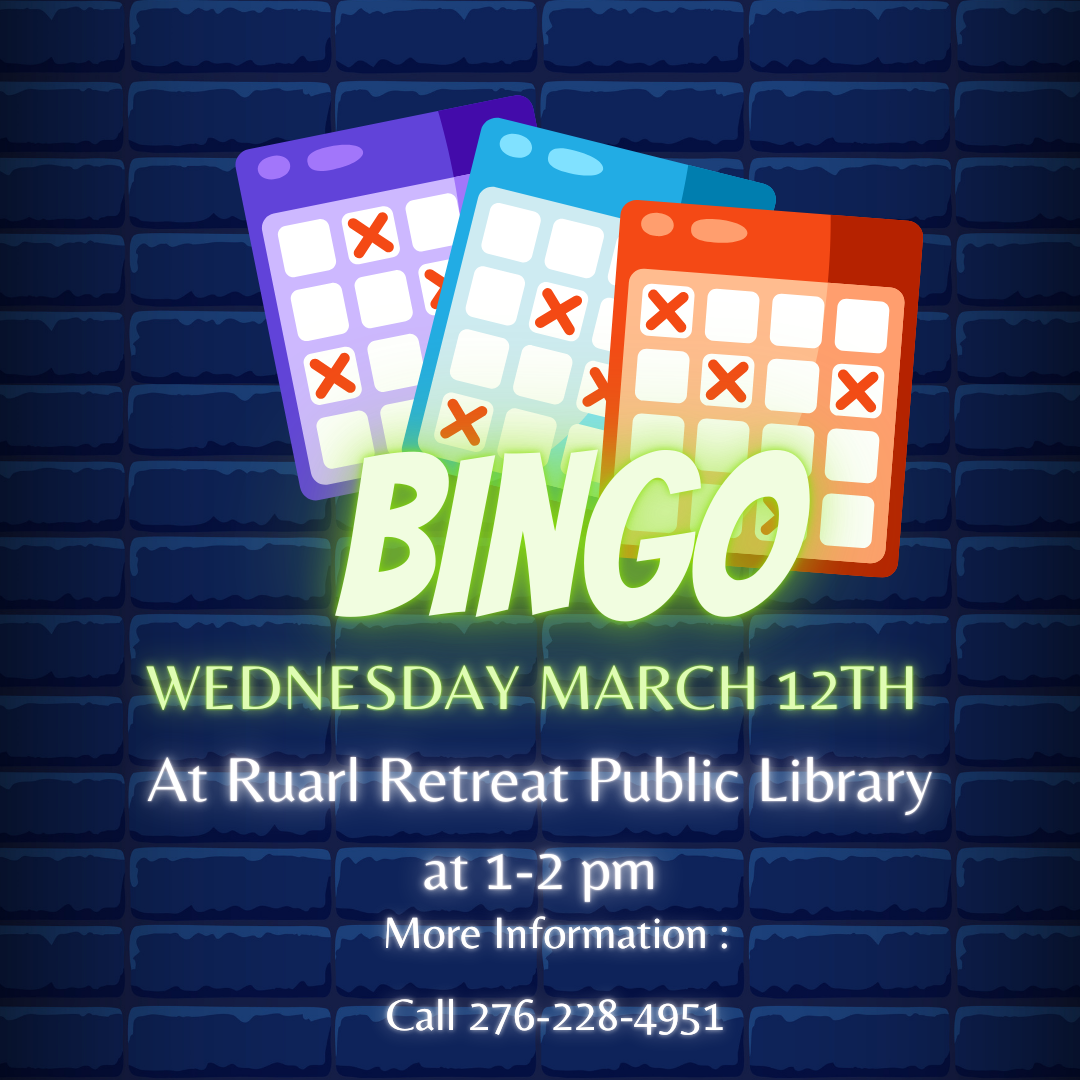 Blue brick background with neon bingo cards