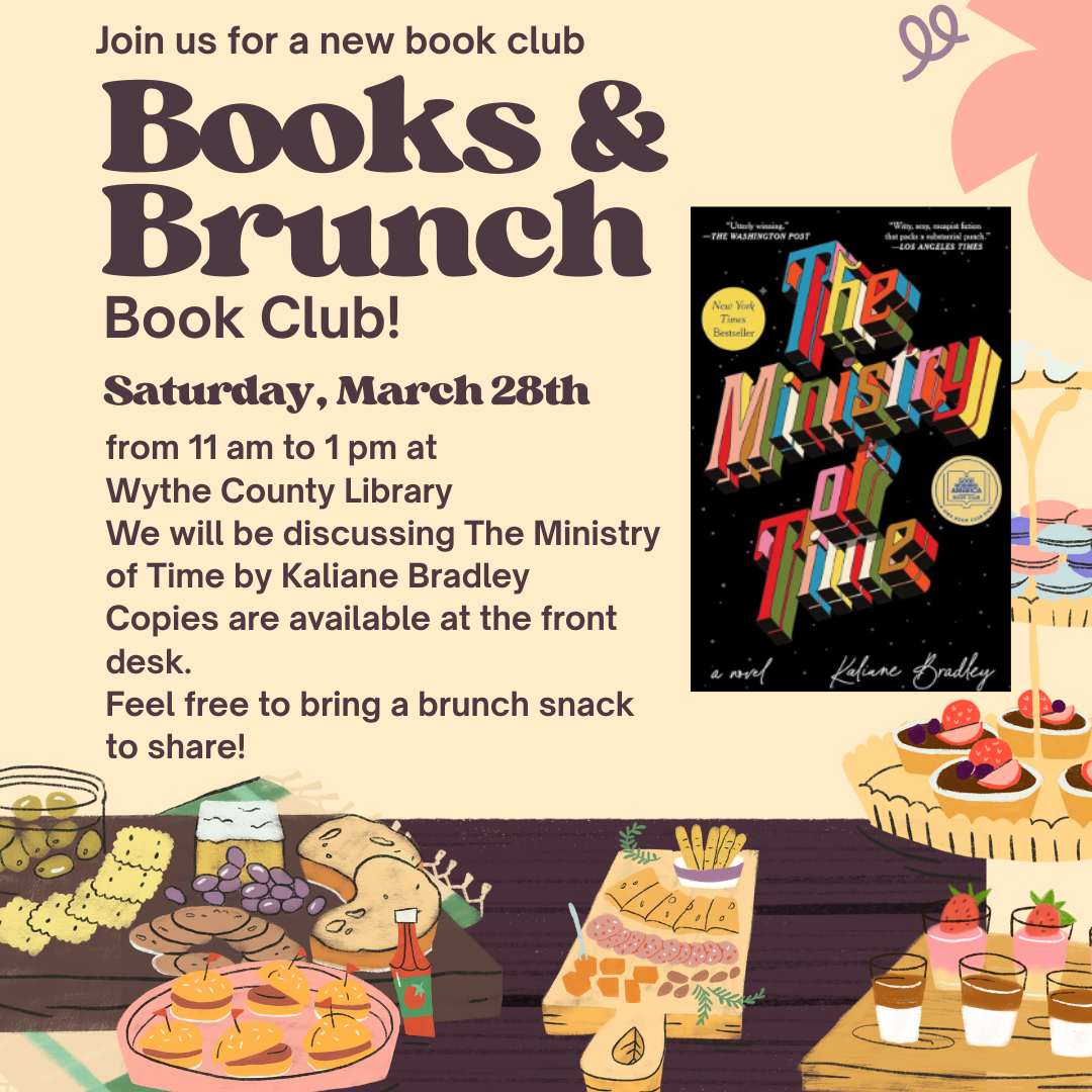 Food displayed on a table alongside The Ministry of Time Book Cover