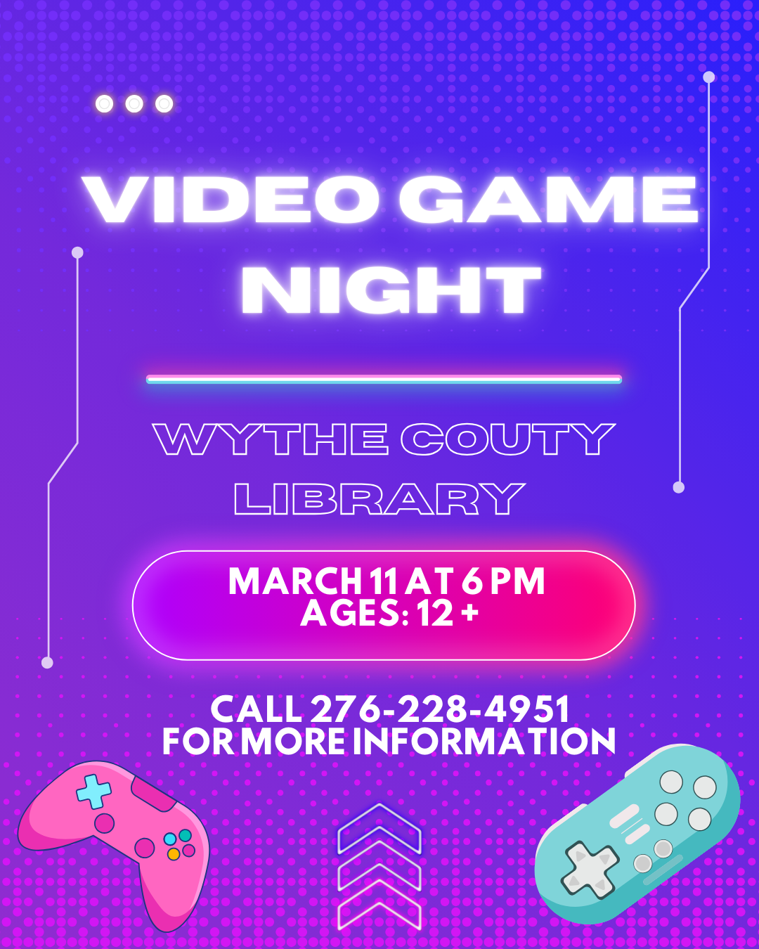 Video Game controllers for a video game night