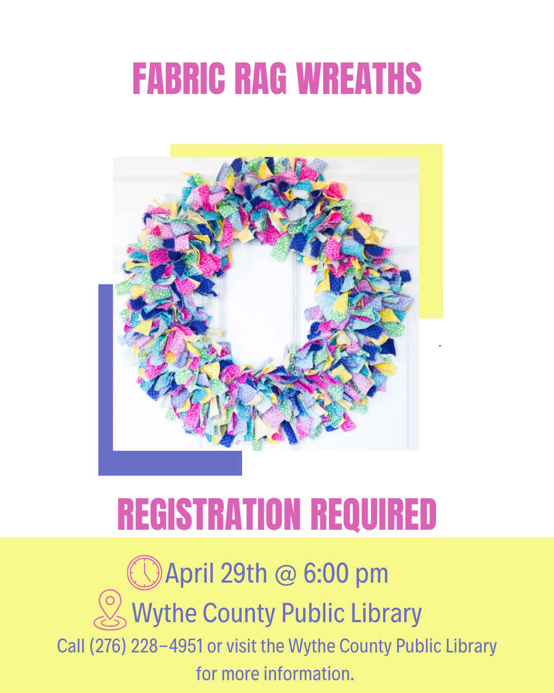 Door Wreath with yellow and blue background