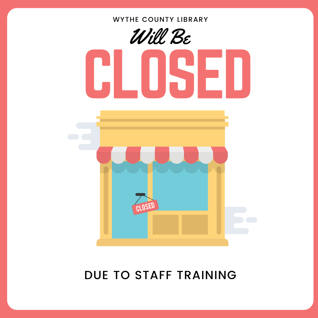 Library building with closed sign