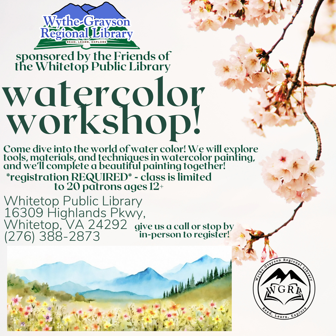 Cheery blossom background with water color mountains