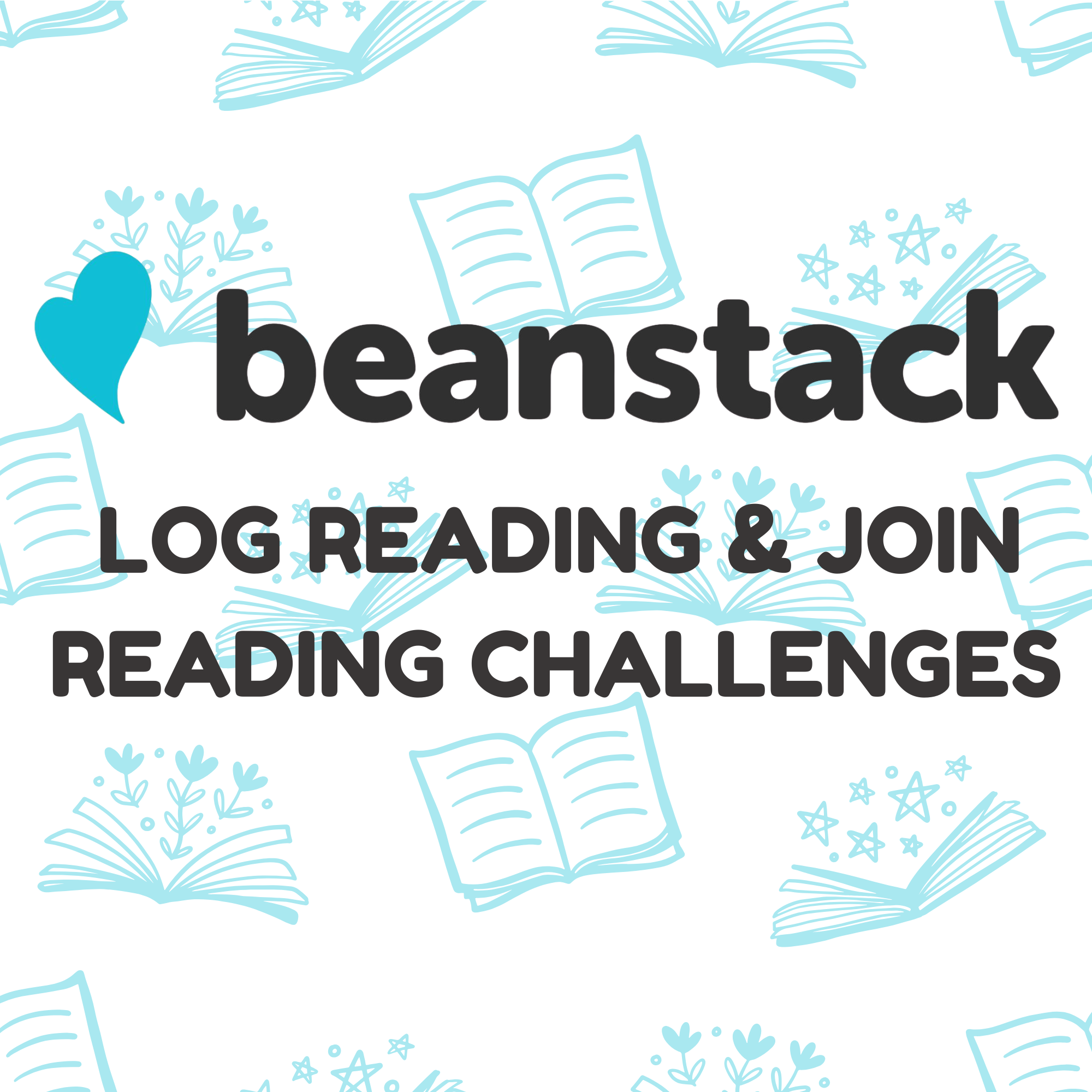 Beanstack logo with blue heat and light blue book background