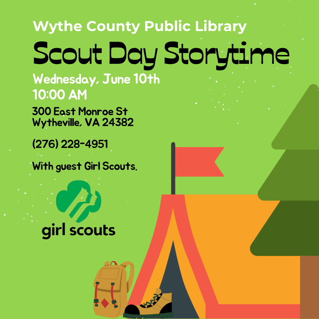 green background with tent and girl scout logo