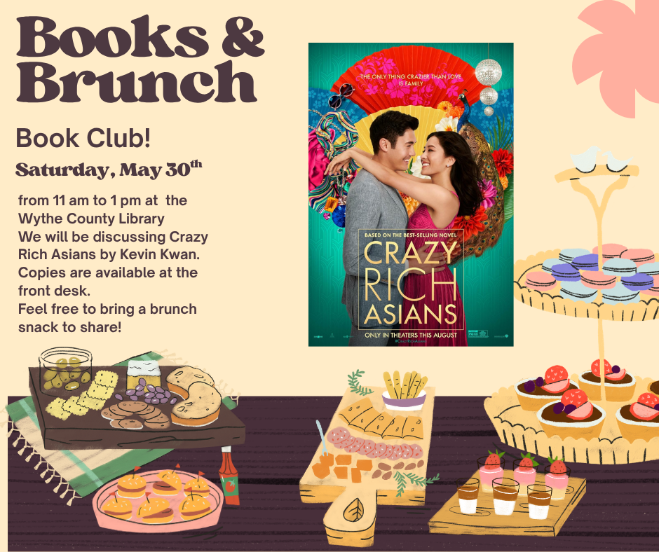 Food displayed on a table alongside Crazy Rich Asians Book Cover