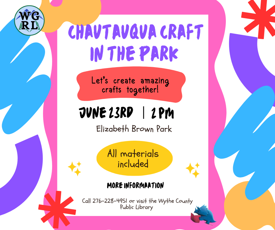 colorful squiggle background with Chautauqua craft in the park