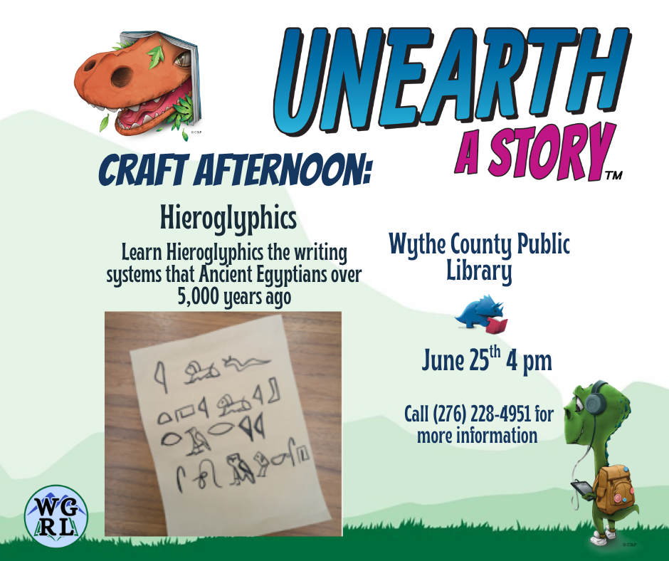 Green Mountain Background with Photograph of hieroglyphics