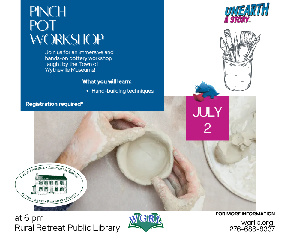 white background with photo of hands making pottery