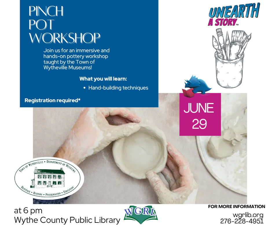 white background with photo of hands making pottery