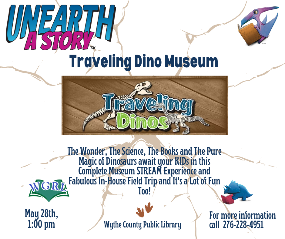Dinosaur bones with traveling dinos museum for unearth a story