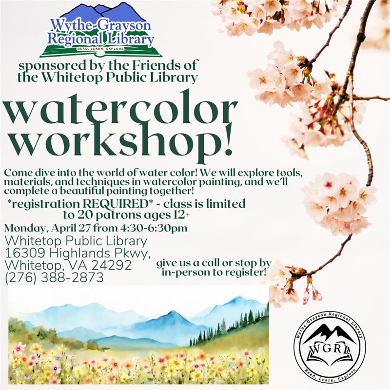 Cheery blossom background with water color mountains