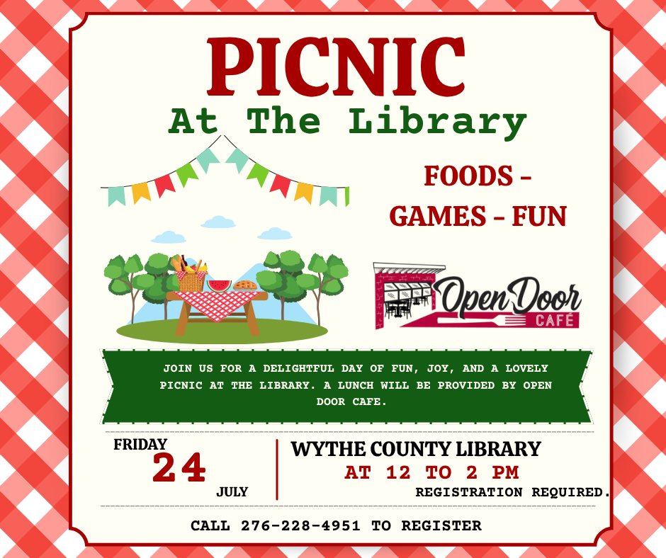 red picnic background with picnic table