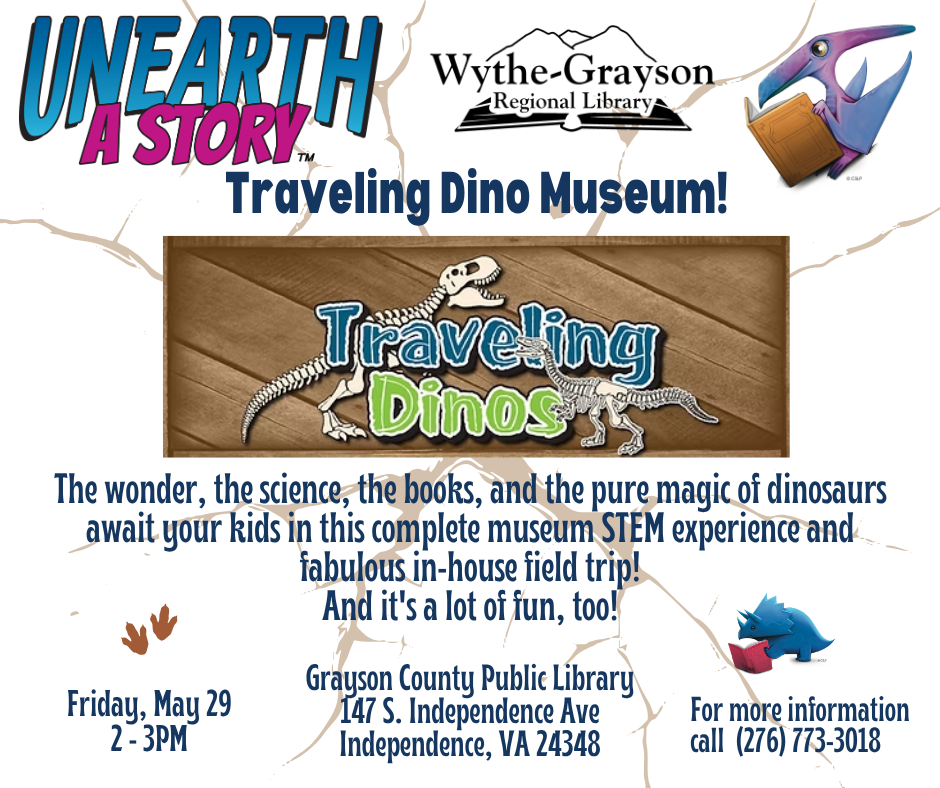 Dinosaur bones with traveling dinos museum for unearth a story