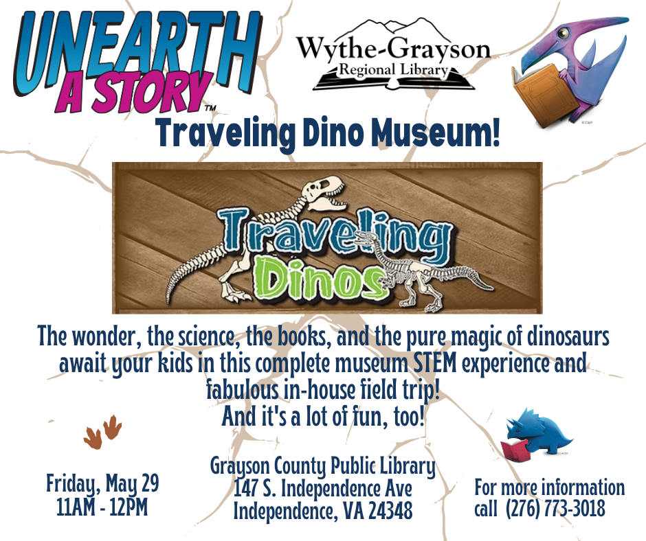 Dinosaur bones with traveling dinos museum for unearth a story