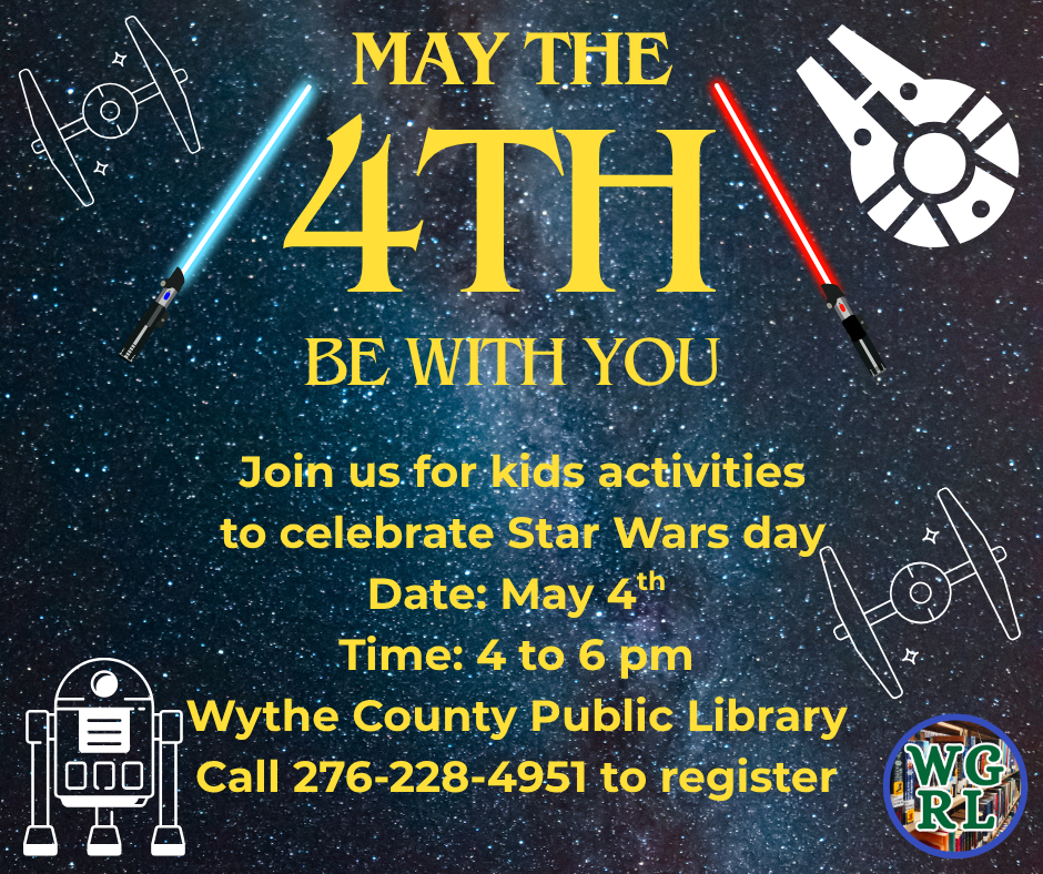 galaxy background with may the 4th and light sabers, and star flyers