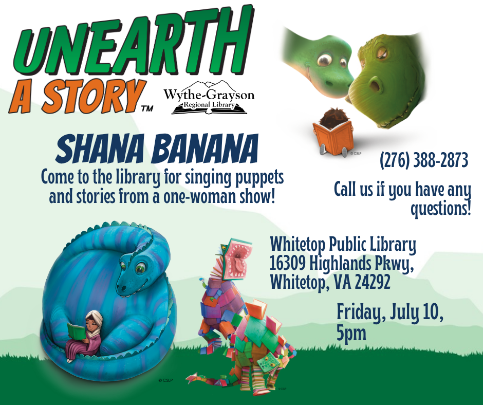 Green mountain background with dinosaur reading