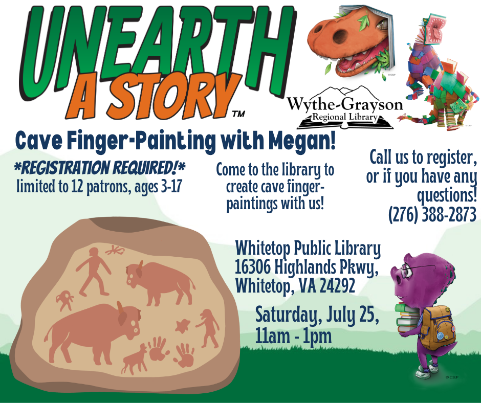 Green Mountain background with rock with cave painting