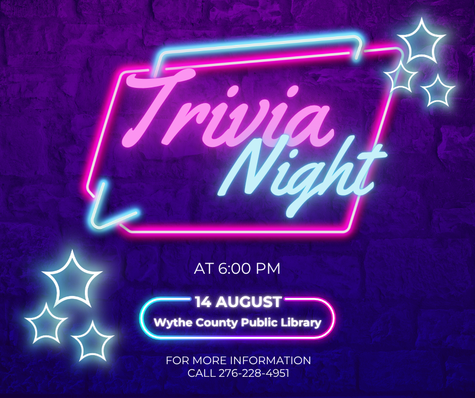 Purple Background with Neon Trivia Night Sign and question mark light bulbs