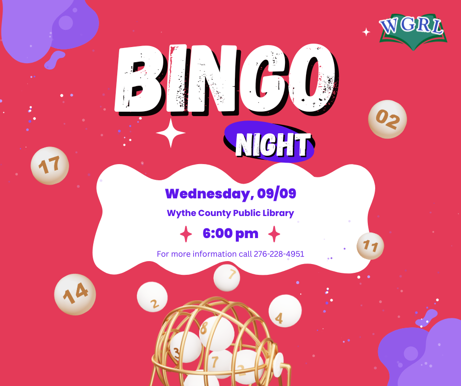 red background with bingo night and bingo numbers