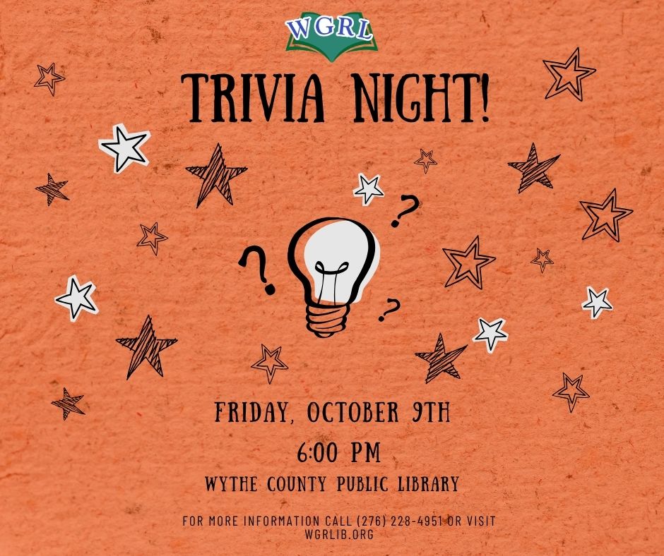 orange background with stars and lightbulbs for trivia night