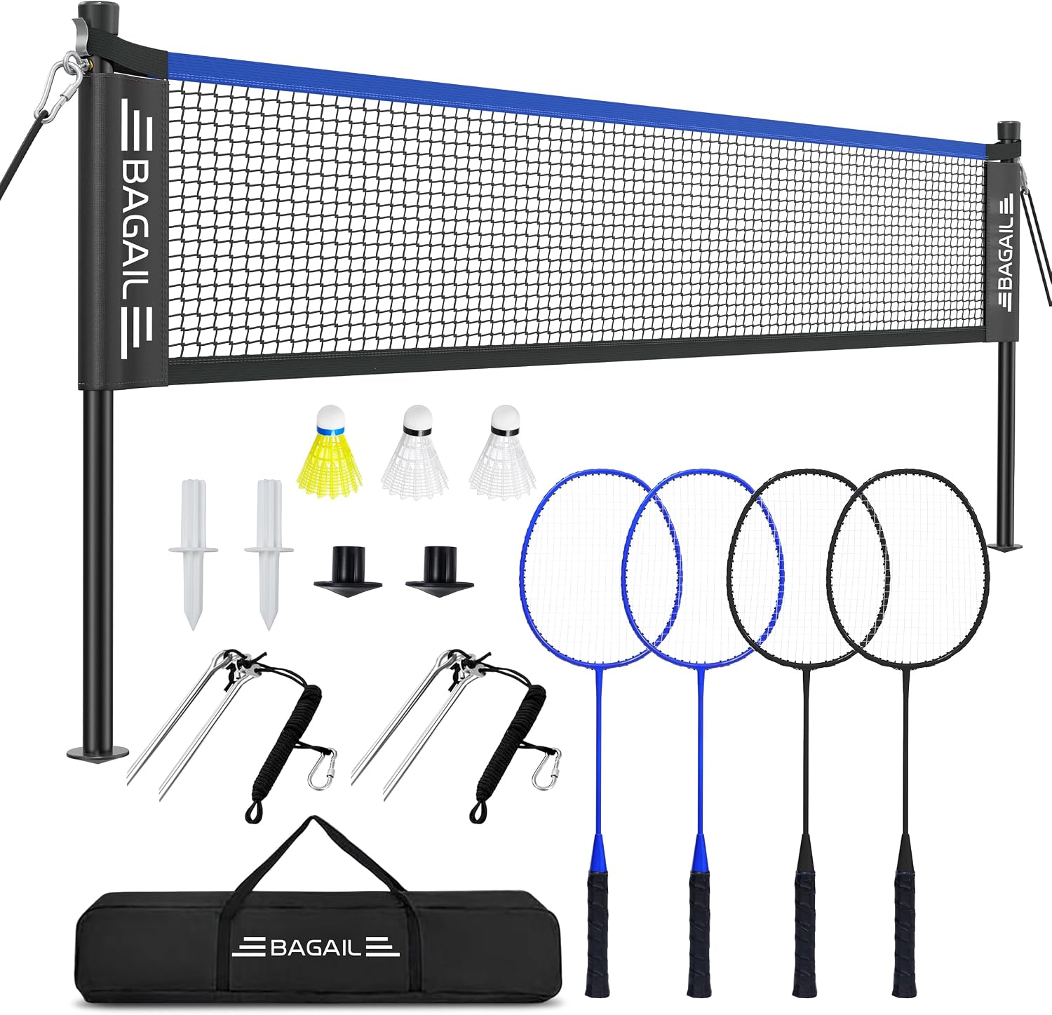 Badmitton set with rackets, bag, and net